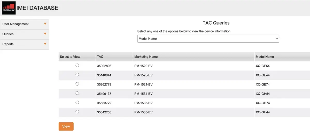 Nomes dos modelos Sony Xperia 1 VIII e Xperia 10 VIII registrados na GSMA